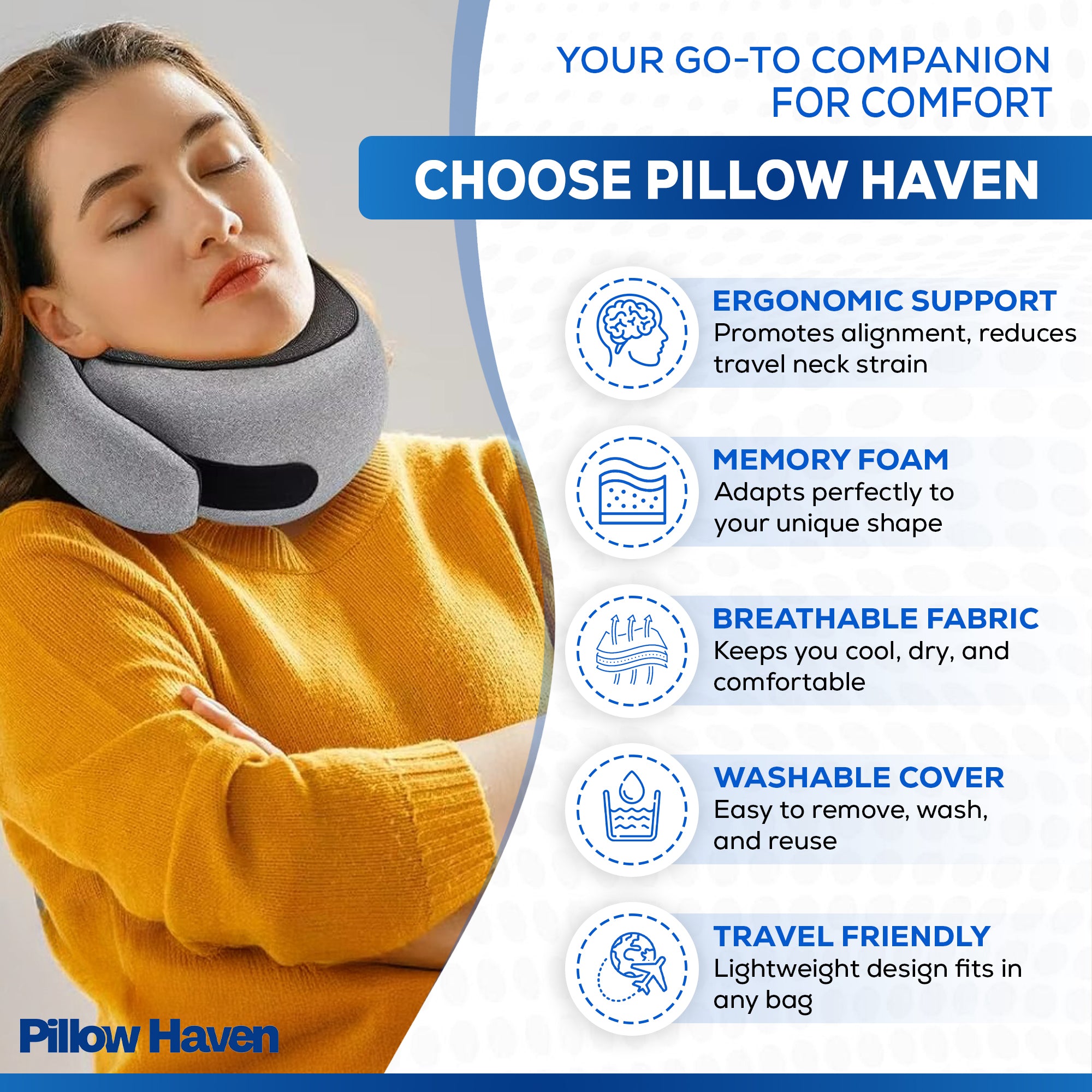 Memory Foam Travel Pillow | Neck Support Anywhere