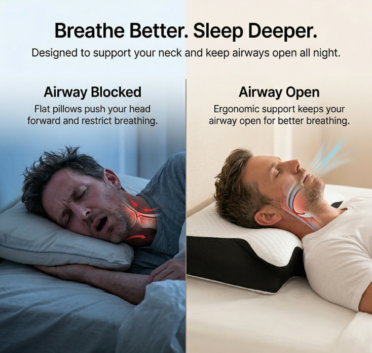 The Pillow That Reduces Sleep Apnea - Without a CPAP Machine | 10-Year Sale 60% OFF