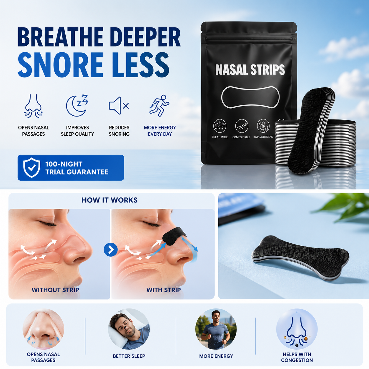 Nasal Strips | Breathe Deeper, Snore Less