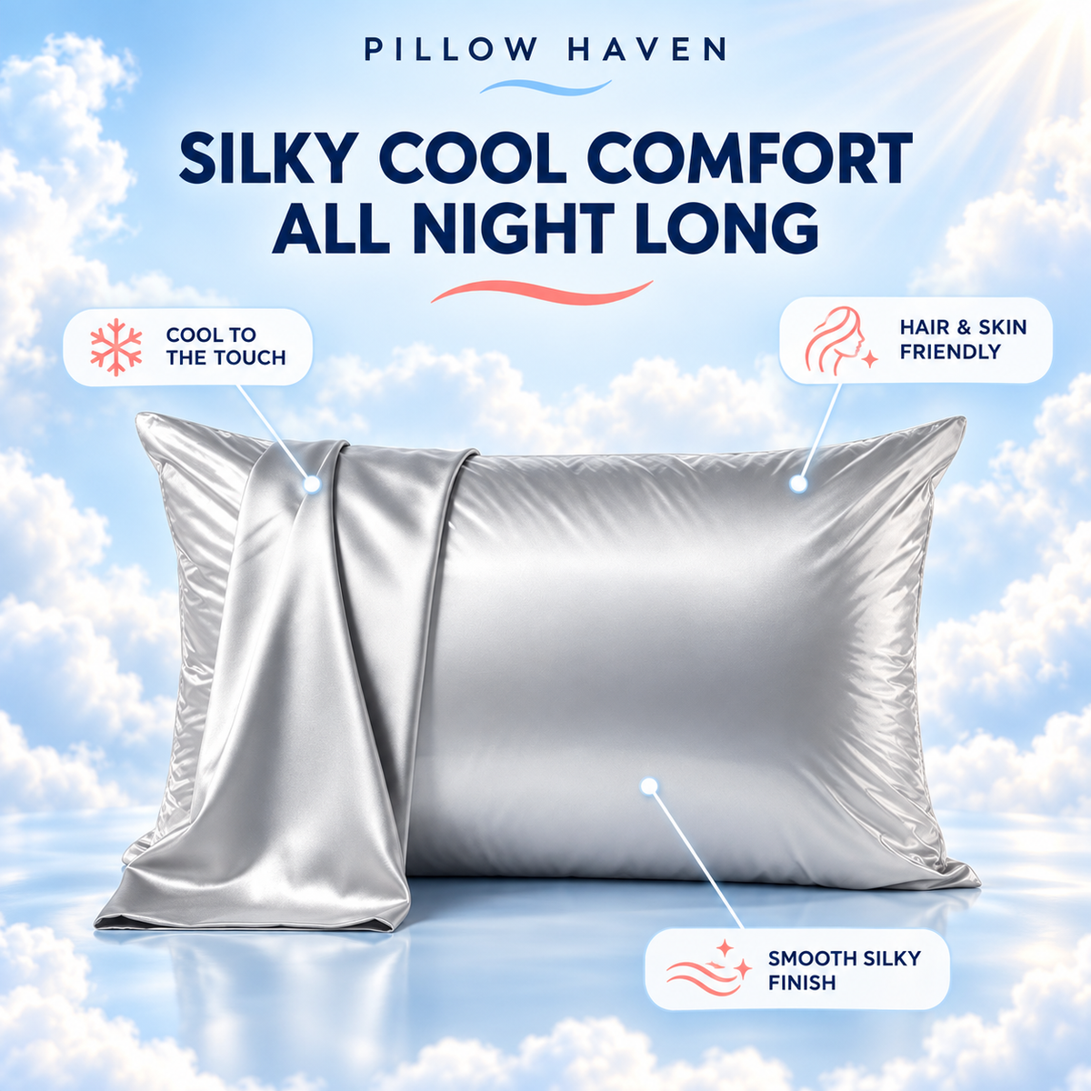 Cooling Silk Pillowcase | Smoother Skin & Hair