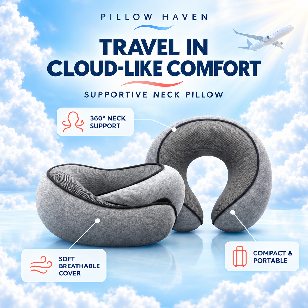 Memory Foam Travel Pillow | Neck Support Anywhere