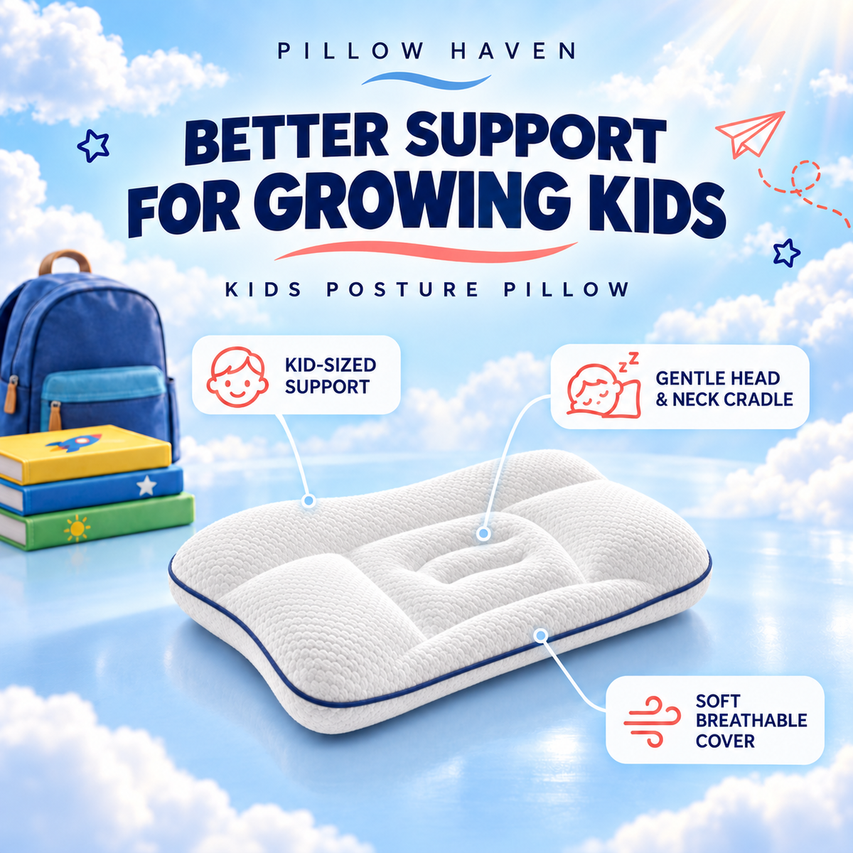 Kid Ergonomic Posture Pillow | Fix the Problem Before It Starts | BACK TO SCHOOL SALE