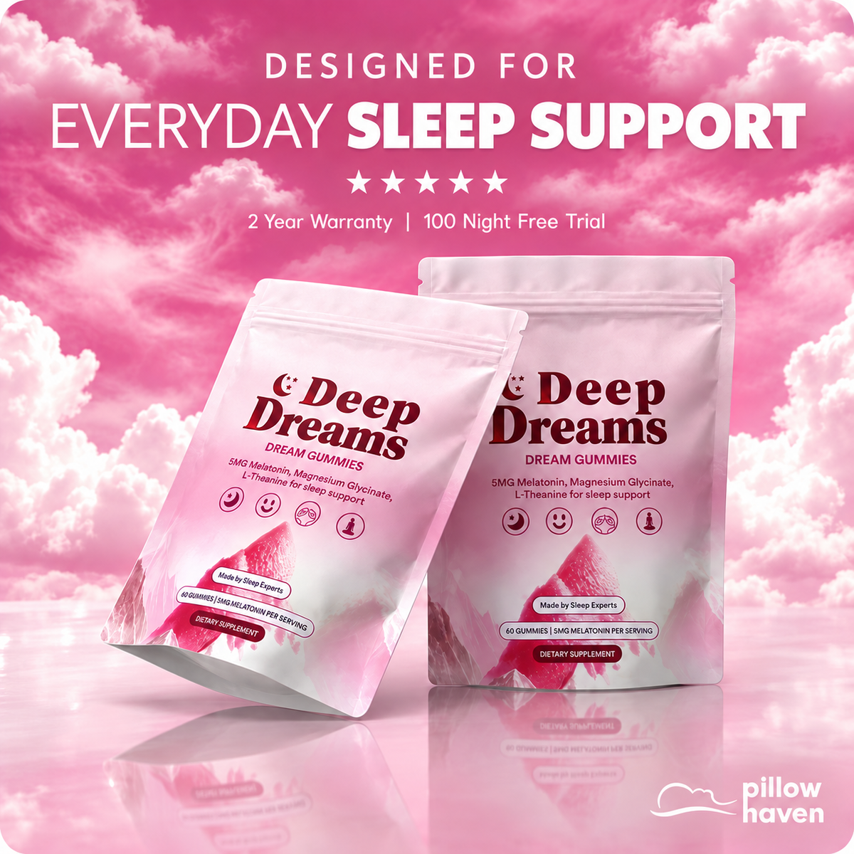 Deep Sleep 100% Natural Melatonin Gummies | Fall Asleep Fast & Deep