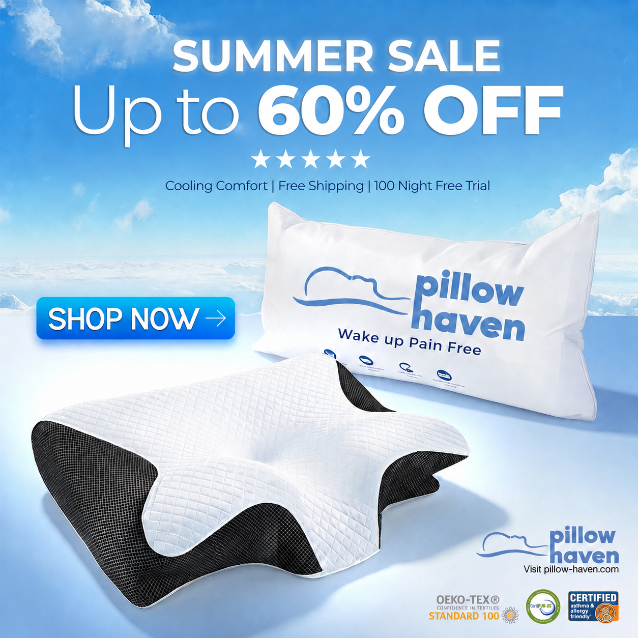 The Cooling Pillow That Silences Snoring - By Fixing Your Sleep Posture | Summer Sale 60% OFF